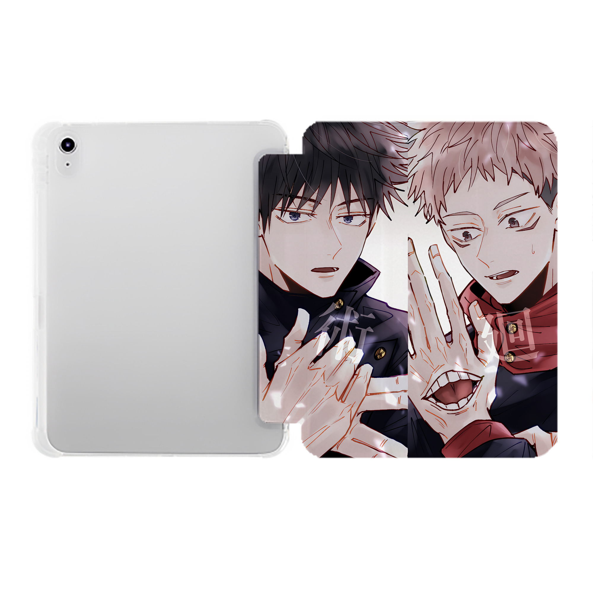 （画像用） 呪術廻戦 Jujutsu Kaisen IPad ケース ペン収納付き 三つ折りスタンド PUレザー×シリコン 対応機種9.5/10.5/10.9インチ